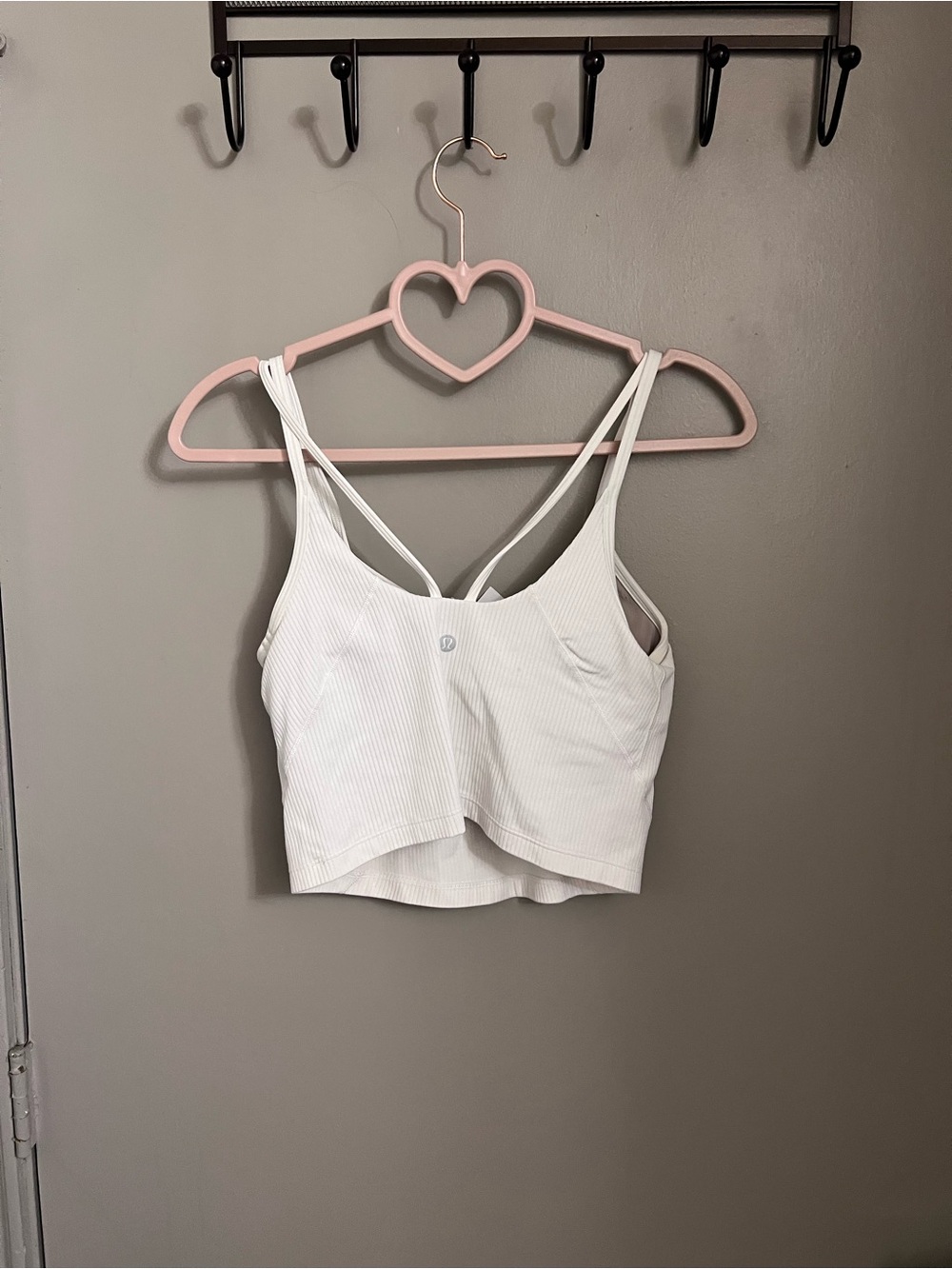 lululemon athletica White Ribbed Strappy Cropped Camisole
